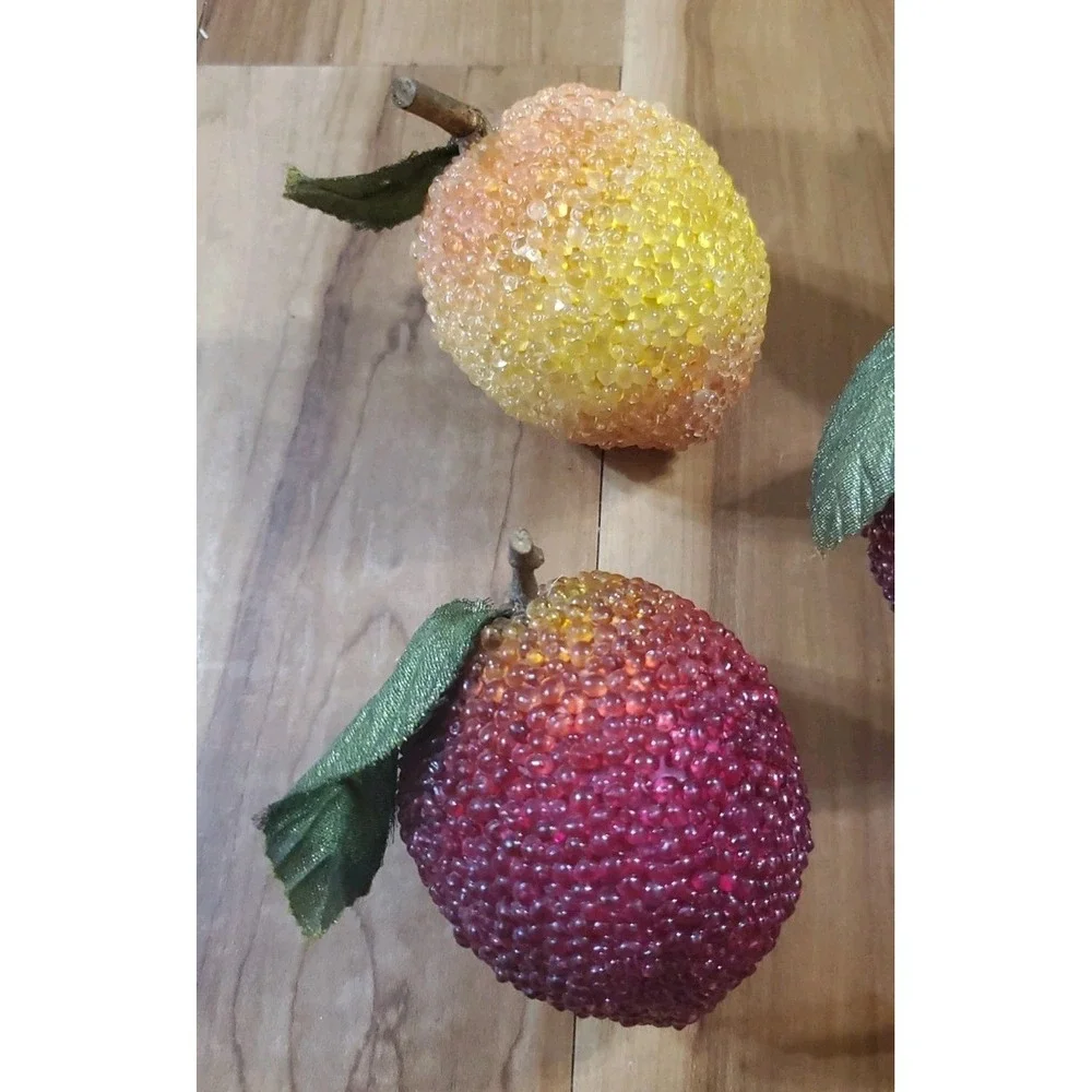 Vintage Beaded Jeweled Sugared Faux Fruit Holiday Tabletop Decor Variety